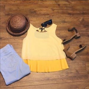 NWOT YELLOW SHEER TOP